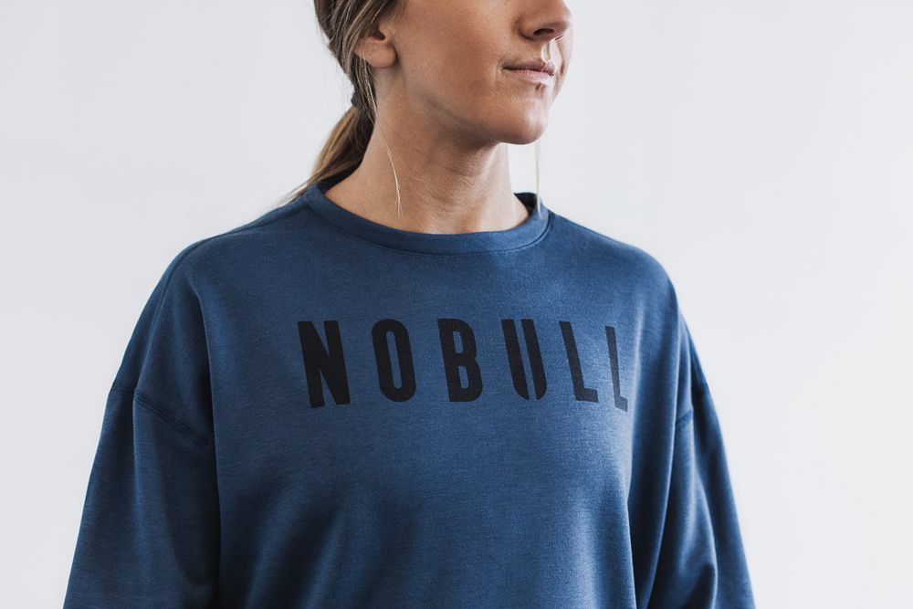 NOBULL Crew Sweatshirts Bayan - Lacivert - Turkiye (XVC-142375)